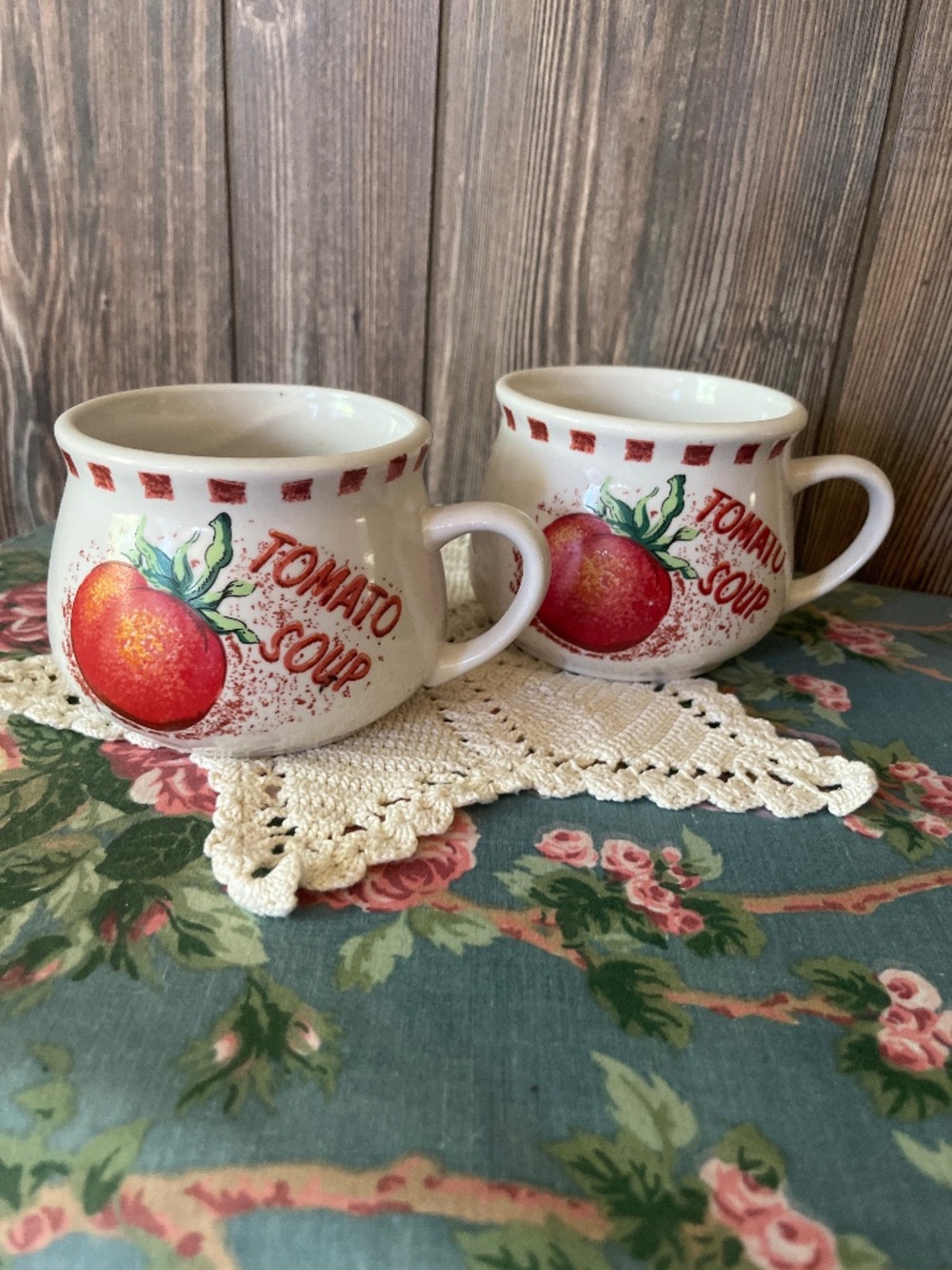 Cute ceramic tomato soup mugs